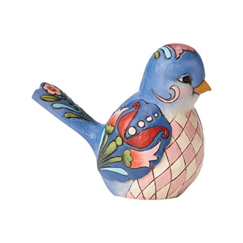 Image of Enesco Jim Shore Heartwood Creek Bluebird of Happiness Floral Figurine, 4 Inch, Multicolor