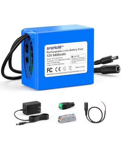 Image of 12V 6400mAh Rechargeable Lithium ion Battery with Charger, Bare Leads, 12v Battery Pack DC5521 Port for LED Strip, Router, Radio, CCTV Camera, DIY Project, Solar Panel, Telescopes etc