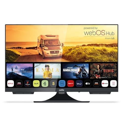 Image of Cello C2424WS 12 Volt 24 inch Traveller Smart Frameless TV Pitch Perfect Speakers Ultrafast WebOS, Freeview Play, FreeSat, Bluetooth, Netflix, Small TV for Motorhomes UK Made
