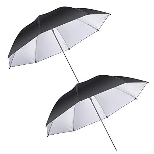 Image of BOLLUMA 2 Packs Photo Studio 43in 109cm Silver Black Umbrella, Lighting Reflective, Photography Flash Umbrella for Video Studio Photo Shooting