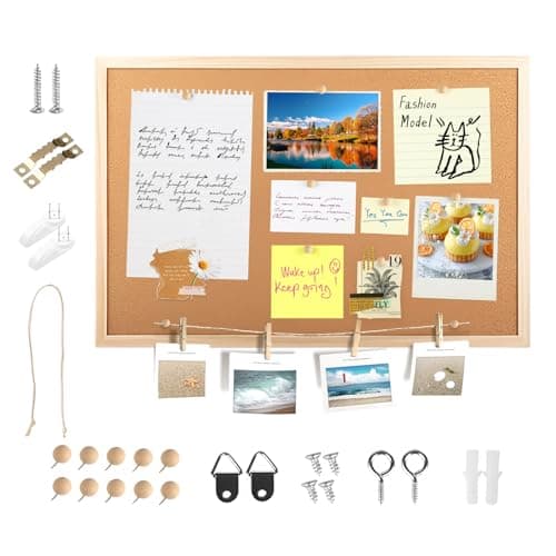 Image of 30x40cm Cork Board Notice Board and Vision Board in One, Double-Sided Pin Board, Natural Wood Frame Photo Board, Wall or Desktop Inspiration Board Perfect for Offices, Cafes, Home Decor (1)