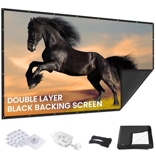 Image of 100 inch Projector Screen Upgraded- Black Backing, Straight Edges, Foldable, Washable and Wrinkle-Free - for Indoor Home Theater and Outdoor Cinema -White 16:9 by IOLIEO