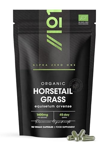 Image of Organic Horsetail 1400mg – 90 Vegan Capsules (45 Day Supply) – Pure & Potent Powder – Resealable and Recyclable Pouch by Alpha01