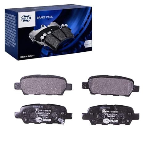 Image of HELLA 8DB 355 010-241 Brake pad set - with acoustic wear warning - T1334 - for e.g. INFINITI / NISSAN / RENAULT / SUZUKI