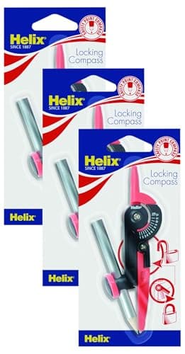 Image of Helix Locking Compass (Assorted Colours), Red/Black (Pack of 3)