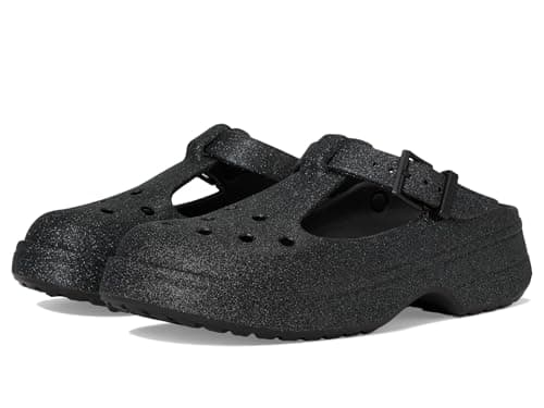 Image of Crocs Unisex-Adult Classic Clogs, Mary Janes for Women, Black Glitter, 5 UK Men / 6 UK Women