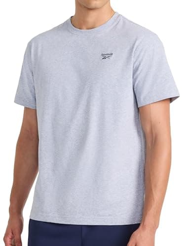 Image of Reebok Apparel Mens Vector Embroidery Crewneck T-Shirt, Grey Heather, Medium