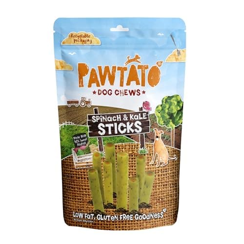 Image of Pawtato Vegan Dog Sticks - Spinach & Kale (1 x 120g) – Hypoallergenic Low Fat, Plant-Based Chews for Training & Reward | Sweet Potato & Rice Rawhide-Free Treats