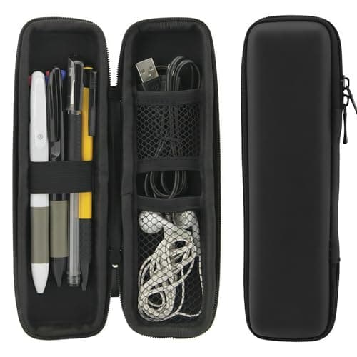 Image of Siliget Small Pencil Case, Hard Shell Pen Case Pouch Waterproof EVA Pencil Case, Organizer Makeup Bag for Boys Girls Stationery & Office Supplies, Black
