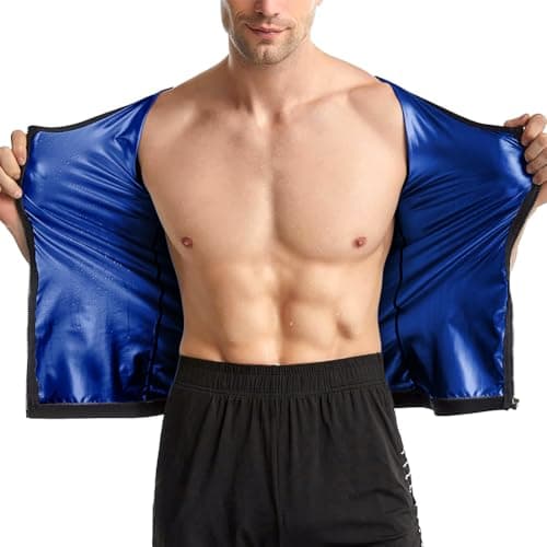 Image of DiULi Men Sauna Zipper Jacket, Sweat Sauna Suit, Body Shaper Slimming, Weight Loss Suit, Trimmer Hot Corset, Gym Workout Fitness Tank Top,XX L