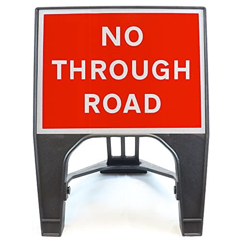 Image of No Through Road 600x450mm Road Sign - Plastic Temporary Road Street Traffic Safety Sign for Road and Street Works - Freestanding with Reflective Sign Face