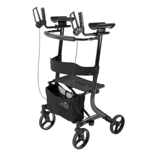 Image of Folding Upright Forearm rollator Wheeled Walking Frame with Brakes and seat