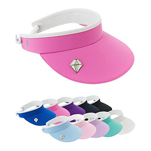 Image of Pure Golf Womens Visor | Telephone Wire | Built in Magnet | Hand Enamelled 25mm Ball Marker | Rigid Peak | Multiple Colours | Golf Visor | Tennis Visor (Azalea Pink)