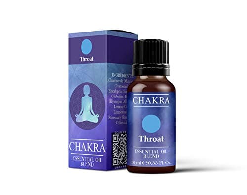 Image of Mystix London | Throat Chakra Essential Oil Blend 10ml | Chamomile | Eucalyptus | Hyssop | Lemon | Rosemary | Fresh Herbaceous Aromatherapy Oil | for Diffusers & Massage | Vegan, GMO Free