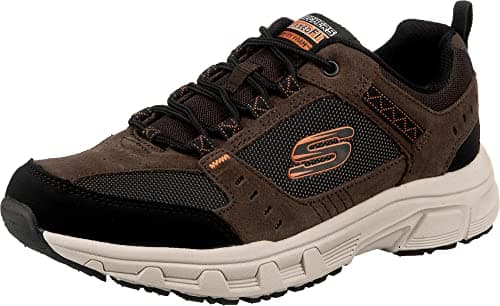 Image of Skechers Men's Oak Canyon Trainers, Chocolate Leather/Pu/Mesh/Black Trim, 9 UK