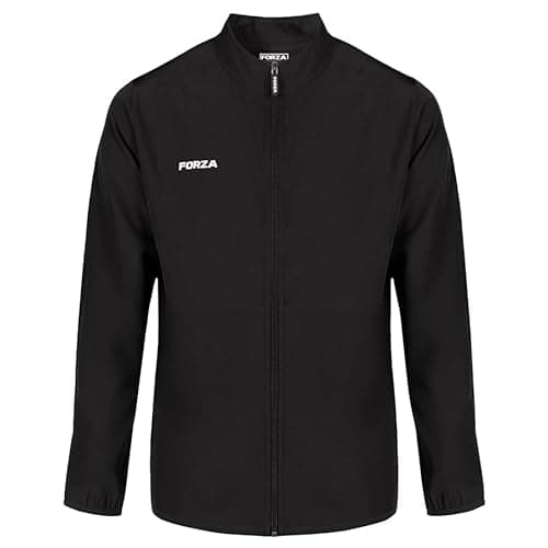 Image of FORZA Kids & Junior Windbreaker Jacket | Full Zip, Lightweight Weather-Resistant Polyester Coat – Unisex Fit, Ages 5–14 - Available in Black or Blue (Black, 5-6 Years)