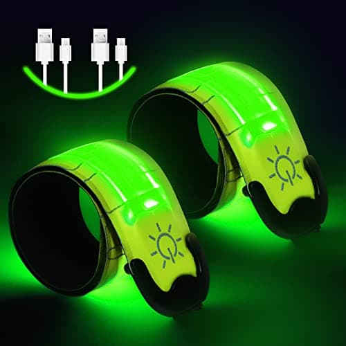 Image of flintronic 2 Packs Light Up Armband LED Slap Safety Armband for Kids Night Walking, LED Luminous Armband Magic Strap for Running, Cycling, Jogging, etc. (Yellow)