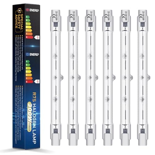 Image of BROTOU 6 Pack Dimmable R7s Halogen Bulb 118mm, 300W 230V 4480LM 2800K Warm White J-Type Linear Light Bulb for Floodlight, Security, Landscape and Work Light (300W)