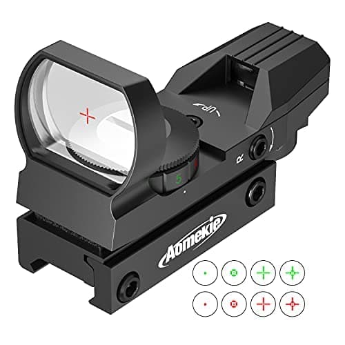 Image of Aomekie 1X Red Dot Sight Airsoft Rifle Scope Multi-coated Lens Tactical 4 Reticles 5 Levels Brightness Green Red with 20mm/22mm Picatinny Rail Mount for Hunting Shooting
