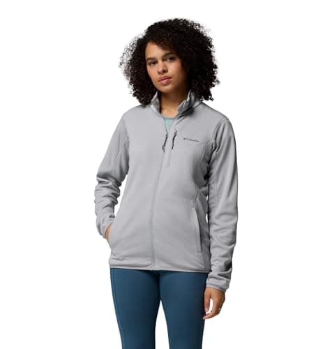 Image of Columbia Women's Essential Hike Grid Fleece Full Zip, Full Zip Fleece Jacket, Columbia Grey/Columbia Grey, Medium