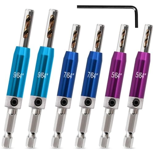 Image of CYLBAQ Hinge Drill Bit Self Centring, 6PCS Hinge Screw Centre Drill Bits 5/64" 7/64" 9/64" Self Centering Drill Bit Set 1/4" Hex Shank vix bits for Hinges Hardware Pilot Hole Drill Bit