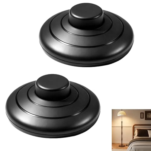 Image of 2 PCS Floor Lamp Foot Switch, Inline Round Foot Switch Black Pedal for Floor Lamps, Desk Lamps, Appliances, 125V/3A or 250V/2A, Push Button Switch for Home Office DIY Electrical Parts Wire Replacement