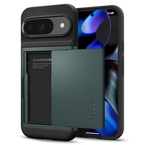 Image of Spigen Slim Armor CS Designed for Pixel 9 Case/Pixel 9 Pro Case (2024) [Hard Shell] [Military-Grade Protection] - Abyss Green