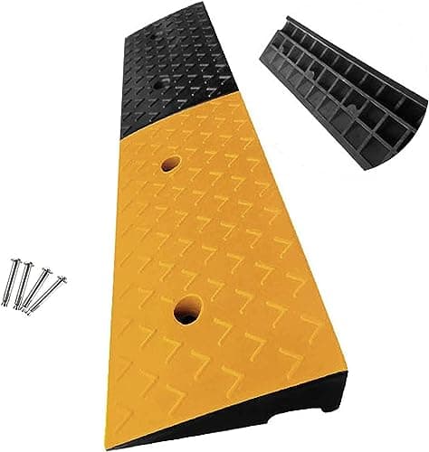 Image of bimiti 5" Rise Rubber Kerb Ramp, 13cm Height Heavy Duty Curb Ramp, Large Load Capacity Threshold Ramp, Curb Ramps for Driveway Sidewalk Car Loading Dock Bike Motorcycle Wheelchair, 100 x 30 x 13cm