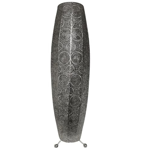 Image of Britalia Moroccan Floor Lamp, Satin Nickel Metal, 25cm x 86cm, 2.3kg, E27 Bulb Base, Foot Switch