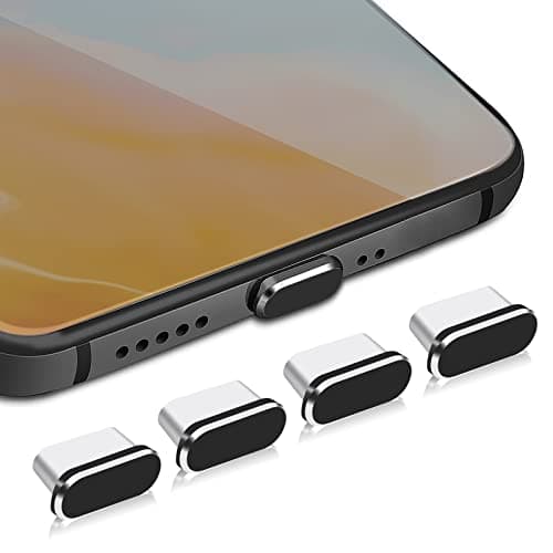 Image of Sibba 4 Pieces Anti Dust Plugs, USB Type C Anti Dust Plugs, Type C Dust Cap Cover Port Plug for Most Smartphones and Micro USB Android Models (Black)