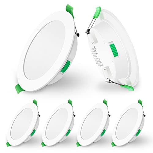 Image of LED Recessed Ceiling Lights, 10W Dimmable Spotlights 28.7mm Ultra-Slim, 3000K Warm 4000K Neutral 6500K Cool Adjustable, Φ125-135mm Cutout, Round Downlights for Bathroom Kitchen Living Room, Pack of 6