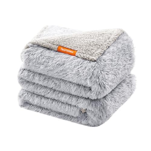 Image of Feandrea Waterproof Dog Blanket, Long Plush Pet Blanket for Large and Extra Large Dogs, Cats, 203 x 152 cm, XXL, Sherpa Fleece, Double Sided Reversible Dog Sofa Cover Protector, Grey Ombré PPB008G01