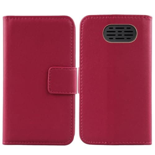 Image of Tnviud Premium Genuine Real Flip Folder Folio Leather Case For Maxcom Comfort MM428BB 1.8" Business Phone Protection Protector Cover Skin (Rose)