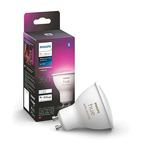 Image of Philips Hue New White and Colour Ambiance Smart Light [GU10 Spot] with Bluetooth. Works with Alexa, Google Assistant and Apple Homekit. for Home Indoor Lighting for Livingroom, Lounge.