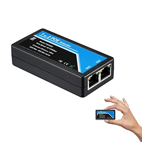Image of 2 Port POE Extender Comply IEEE 802.3af/at Standard 10,100Mbps, POE Repeater 100 meters(328 ft) Extender 1 in 2 Out for POE IP Camera over Cat5/Cat6 or Better UTP Cables (POE5003)