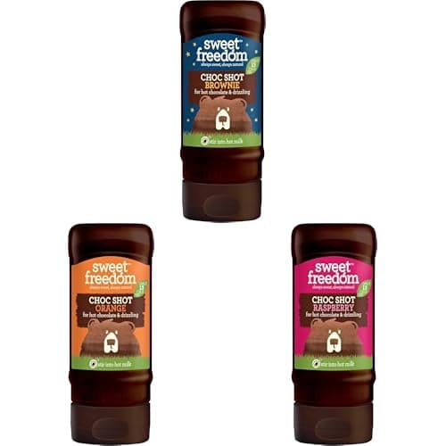 Image of Sweet Freedom Choc Shot Fruit Indulgence Bundle – Raspberry, Orange & Brownie Vegan Chocolate Sauces Naturally Sweetened with Fruits for Desserts, Pancakes & Drinks (Pack of 3)
