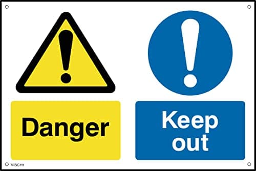 Image of Danger Keep Out Sign - 600mm x 400mm - 1.2mm Rigid Plastic Drilled Sign (MISC111)