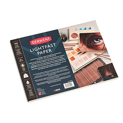 Image of Derwent Lightfast Paper Pad 12 x 16 Inches, 300gsm, 20 Sheets, Smooth Hot Pressed Surface, Acid Free, Ideal For Fine Art Drawing & Colouring, Professional Quality, 2305833
