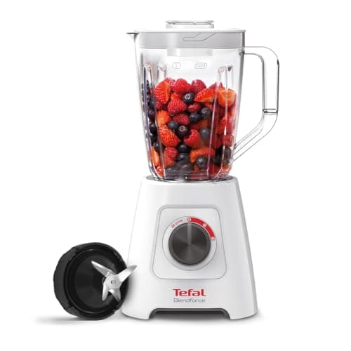 Image of Tefal Blendforce II Blender, 2L Plastic Jug, 1.25L Effective Capacity, 600W, 4 Removable Stainless Steel Blades, Smoothie, Ice Crush, 2 Speeds + Pulse, Kitchen Shakes Maker, White, BL420140