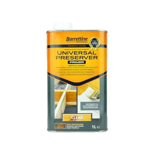 Image of Barrettine Premier Universal Wood Preserver (Clear, 1L) - Deep Penetrating Oil Based Preserver for Over Painting/Coating, Suitable for Indoor & Outdoor Use