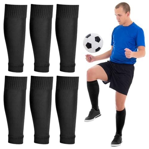 Image of Peaken Football Sock Sleeve, 3 Pair Team Leg Sock Black Sock Sleeve Football for Football Running or Training Beginner (Adult, Black)