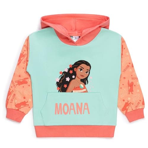 Image of Disney Moana Girls Hoodie – Toddler & Kids Pullover Jumper – Soft Cotton Sweatshirt with – Ages 2–12 Years – Cosy Princess Top for Girls (3-4 Years) Multicoloured