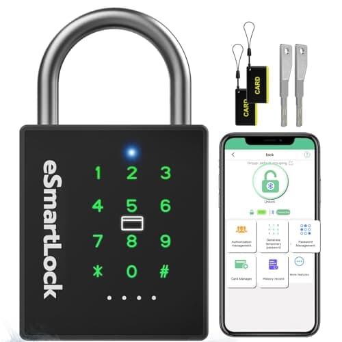 Image of Anweller Heavy Duty Smart Padlock, Bluetooth Combination Padlock with Code and RFID, Outdoor Weatherproof Combination Lock with Keys for Gate, Sheds, Fence, Garage, Locker, Container