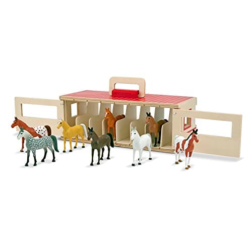 Image of Melissa & Doug Show-Horse Stable | Wooden Play Set, Animal Toys for Girls & Boys | Age 3-5+