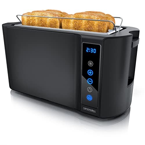 Image of Arendo - 4 Slice Long Slot Toaster - Touch Panel - Remaining Time Display - Double Wall Housing – with Warming Rack – 7 Browning Settings – Auto Bread Centring – Reheat Refrost Cancel Function