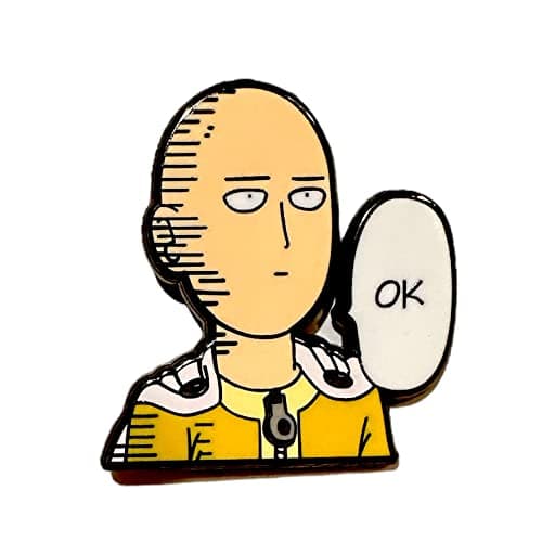 Image of One punch man pin Saitama pins one punch man brooch saitama enamel pin one punch enamel pins one punch man keychain, Acrylic and Wood, hard enamel