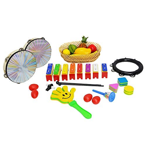 Image of A-Star 20 Piece Music Therapy Percussion Set with Storage Tub, Educational Sensory Musical Instruments for Children