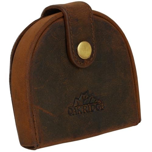Image of Oakridge Leather Mens Tray Coin Purse Pocket Size - Brown Hunter Leather