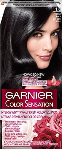 Image of Garnier Color Sensation Permanent Hair Colour 1.0 Ultra Onyx Black – Long Lasting Hair Dye Cream with Rich Colour & Shine