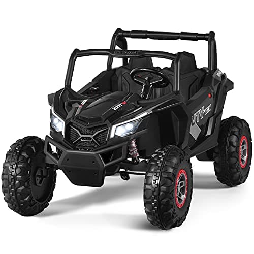 Image of COSTWAY Large Kids Electric Ride On UTV, 2-Seater 12V Battery Powered Off-road Truck with Remote Control, LED Light, Music, MP3/USB/TF, Storage Box, 4 Spring Suspension Wheels Vehicle for Children